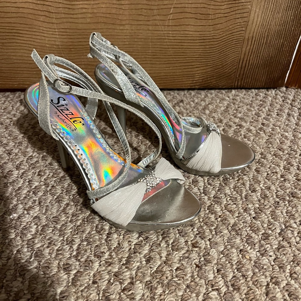Silver formal heels